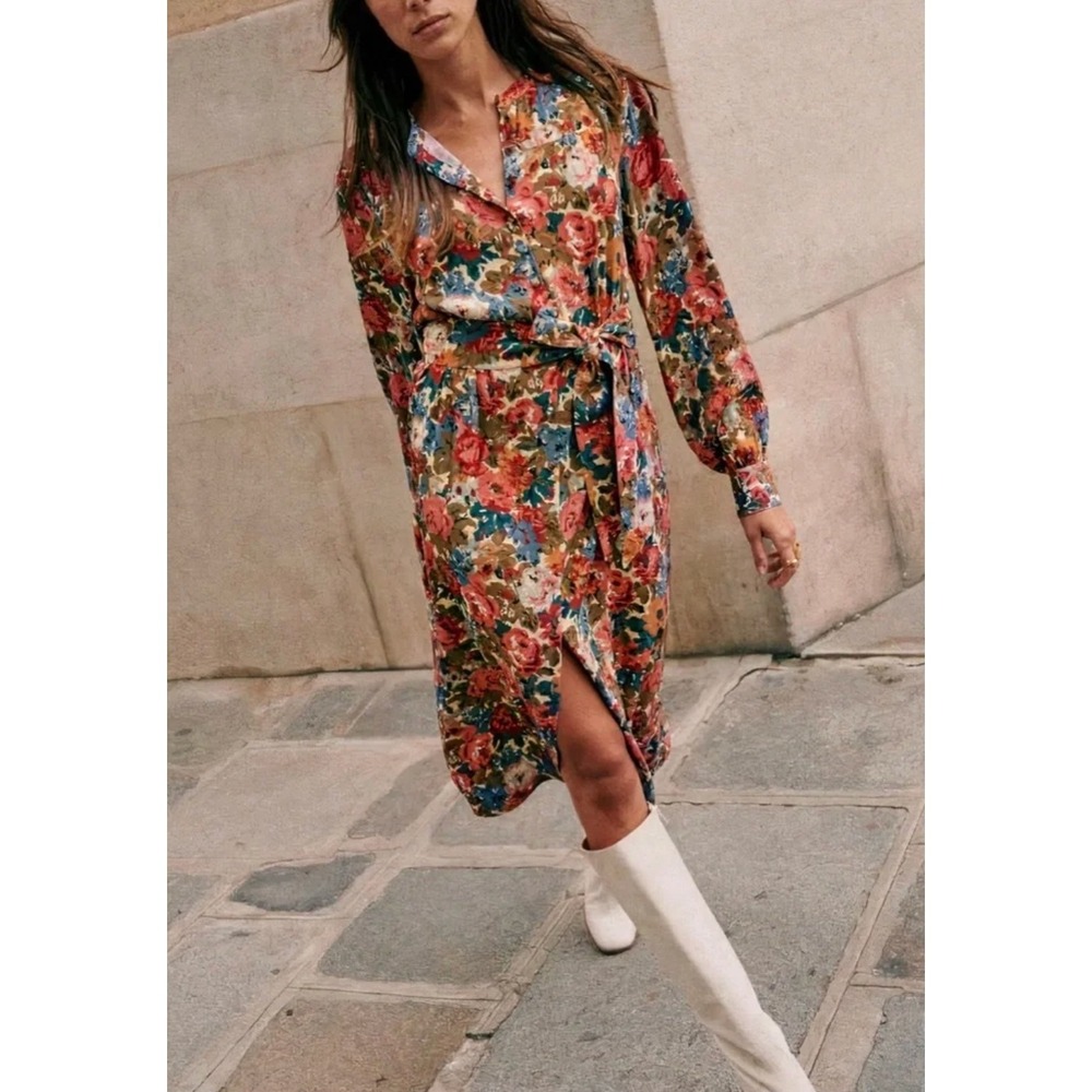 Sézane | Alix Floral Midi Dress October Flowers | Sz US 4 FR 36